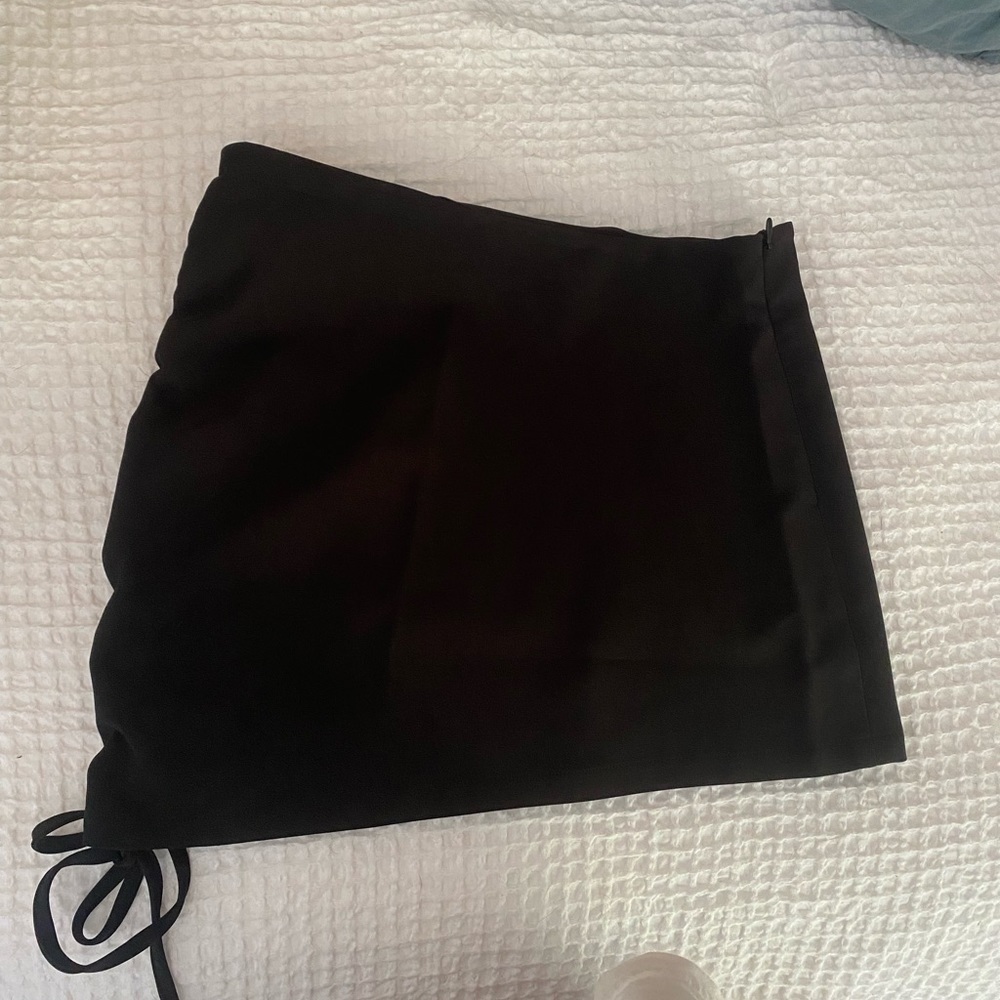 Cider Black Asymmetrical Mini Skirt